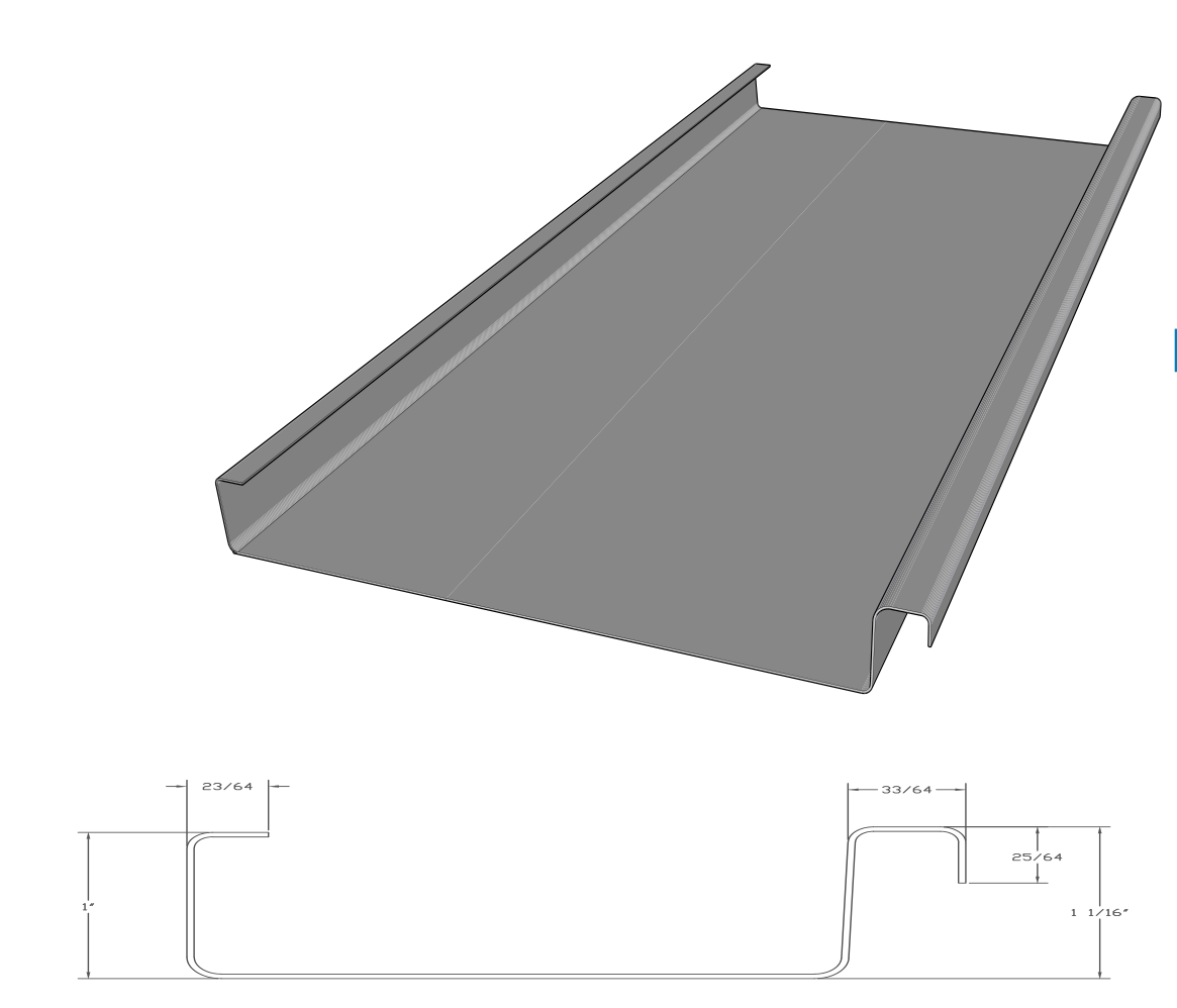 Standing Seam panels are formed with raised longitudinal seams and secured with concealed clips. Final panel width, seam configuration, and length are coordinated with the application.