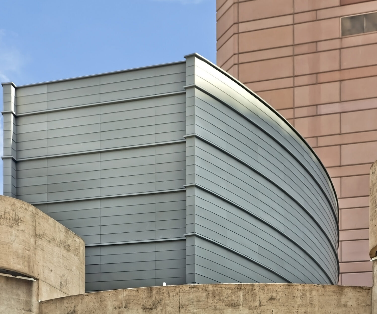 zinc metal panels on alley theater