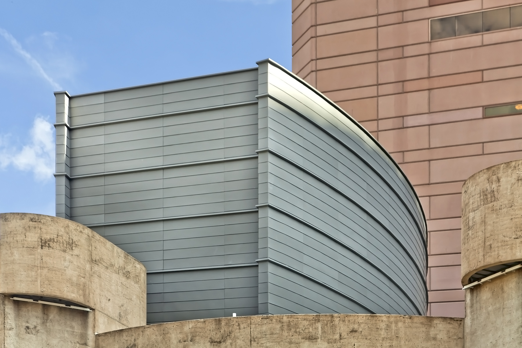 zinc metal panels on alley theater